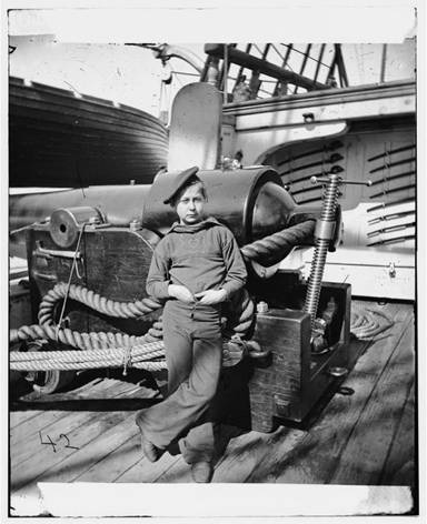 Powder Monkey on board USS New Hampshire off Charleston, S.C., circa 1864.
