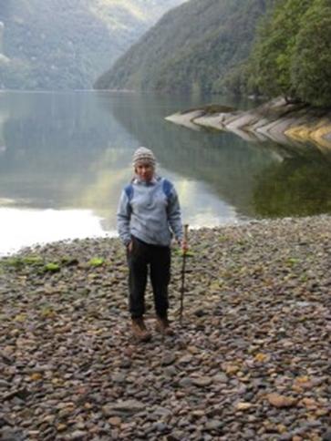 My daughter Irralee waiting for me on the Boat Shed beach at Supper Cove