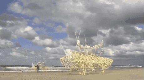 beach robot experiment strandbeest
