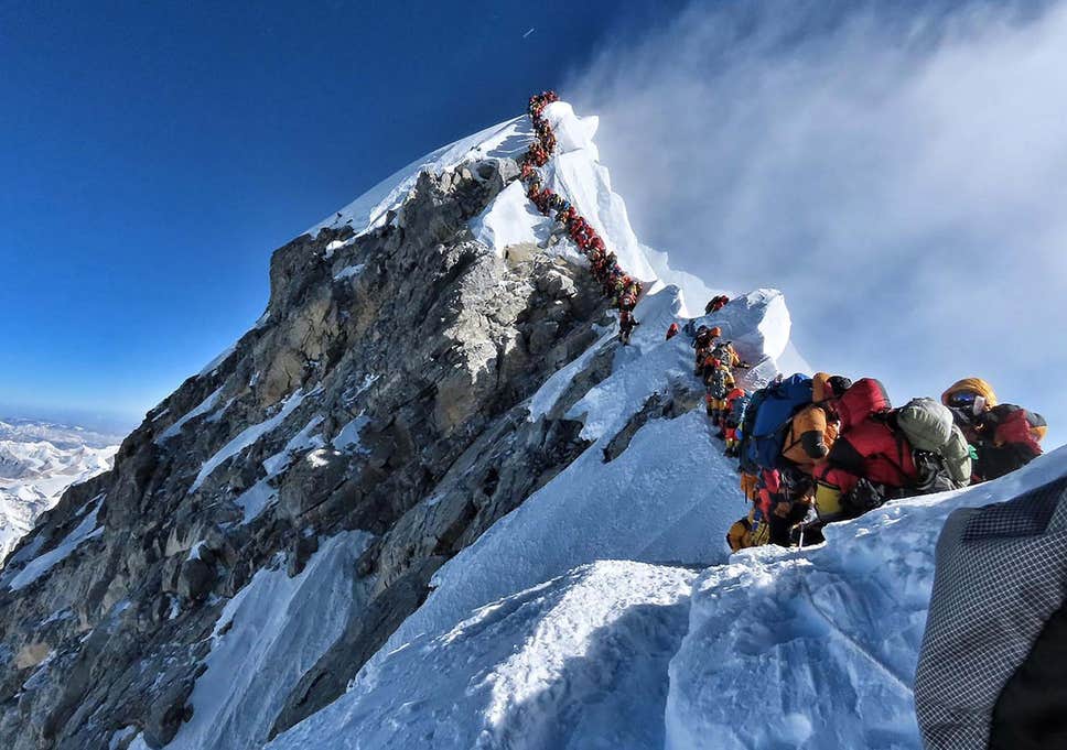 Climbers had to queue for hours to reach the summit of Mount Everest on Wednesday